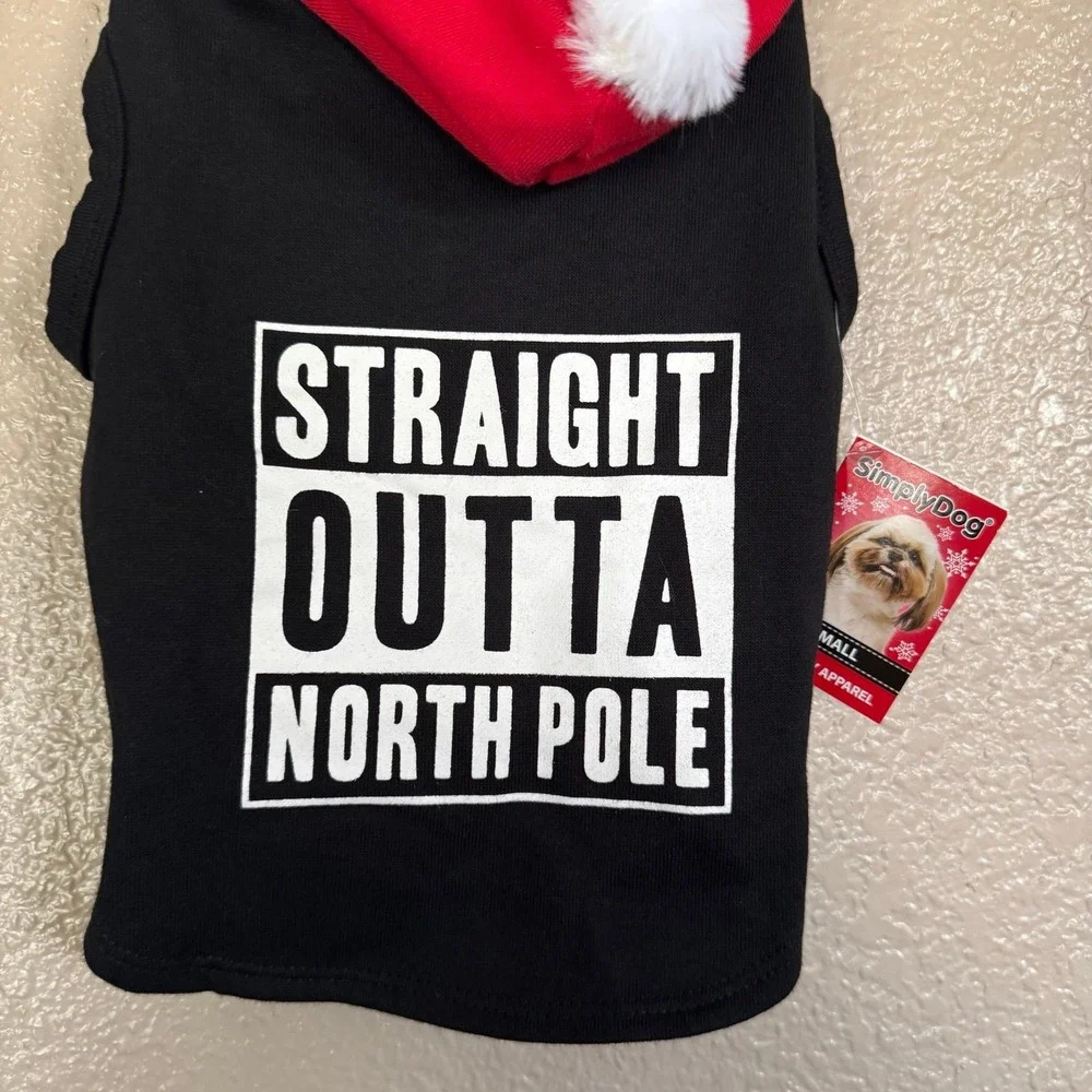 SimplyDog Size SMALL‎ dog Sweatshirt Straight Outta North Pole NWT